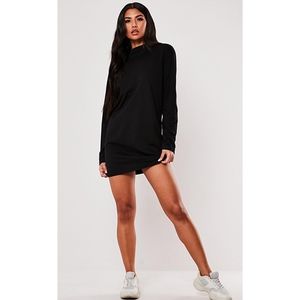 Missguided Black Long Sleeve T-Shirt Dress